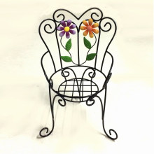 Decoración de jardín de metal Sola silla Flowerpot Stand Artesanía